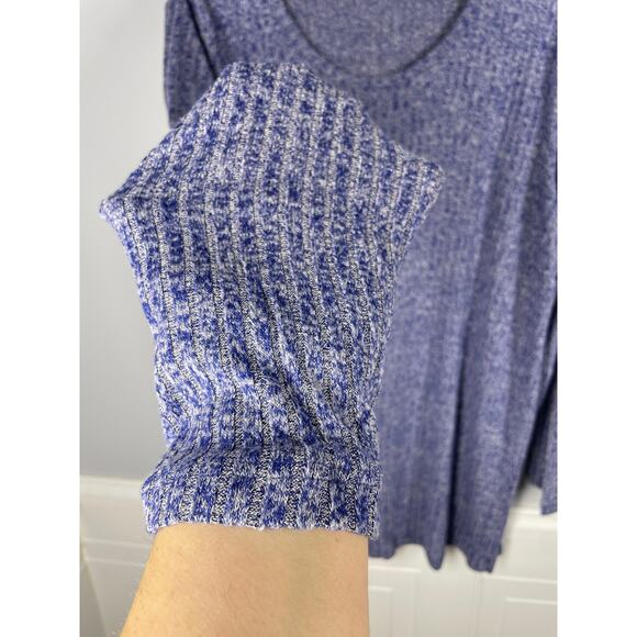 Studio 1886, Size 2X, Blue & White Rib Knit Sweater, Super Soft, Variated Knit - Picture 2 of 6